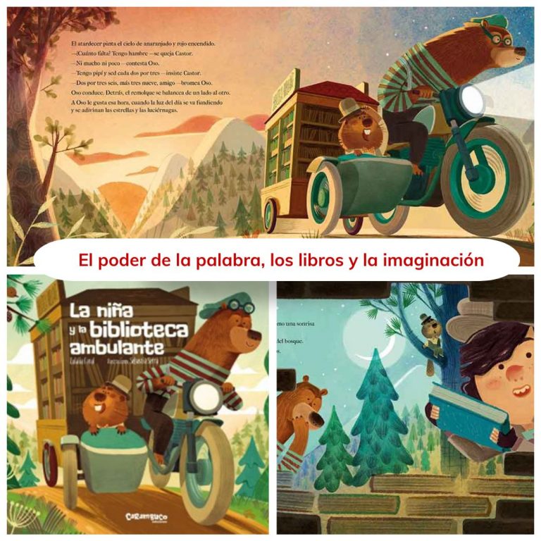 la niña y la bibioteca ambulante