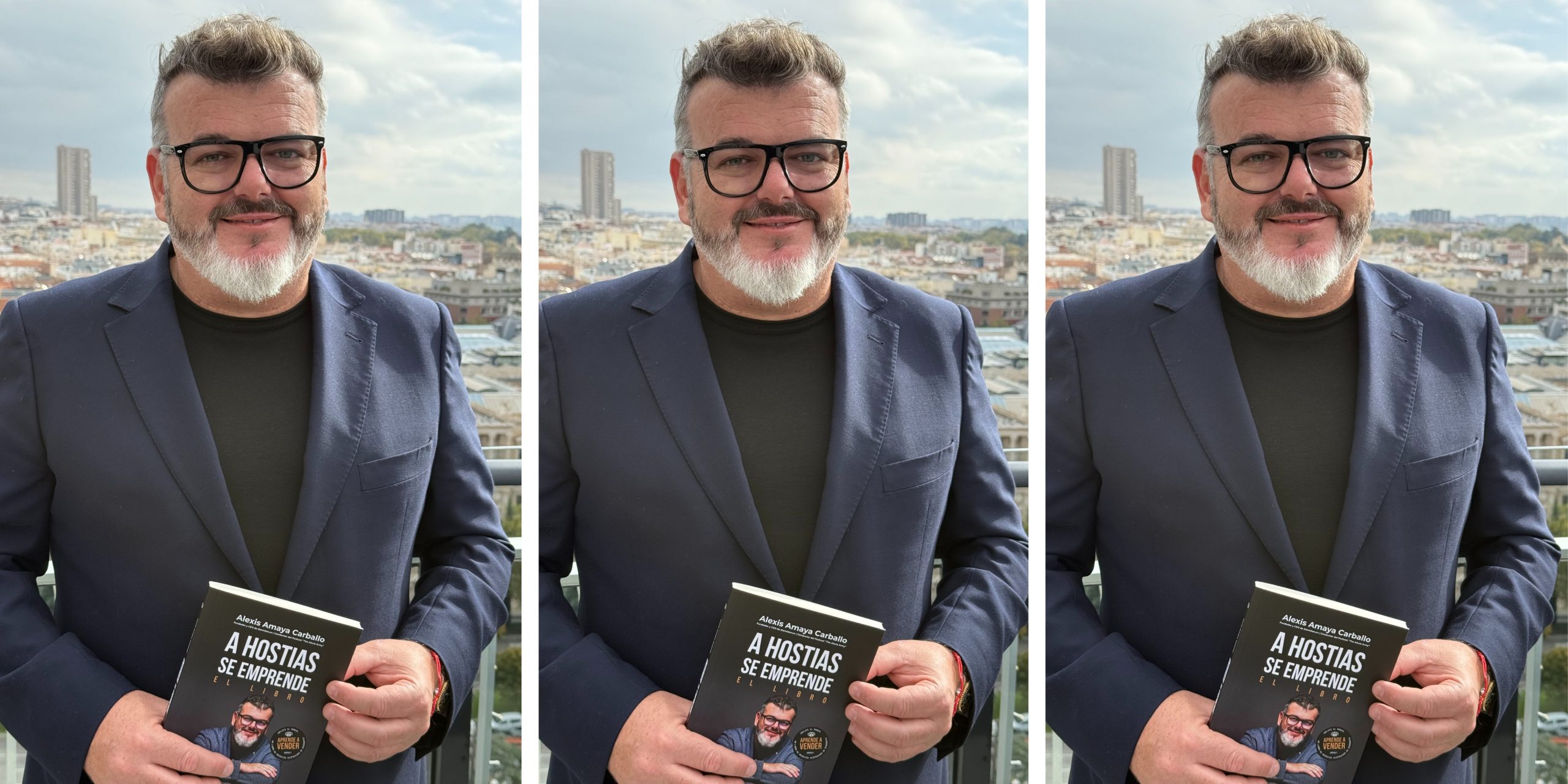Alexis Amaya durante el desayuno con medios en el Club Financiero de Madrid, donde presentó su libro 'A hostias se emprende'.